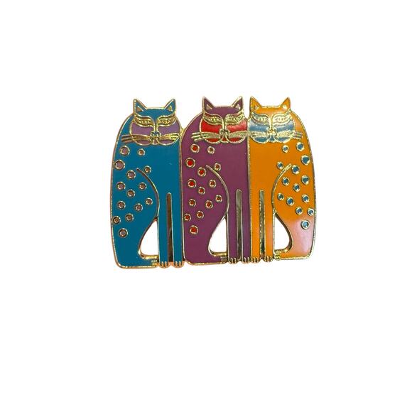 Laurel Burch Siamese Cats Enamel Brooch - Picture 1 of 3
